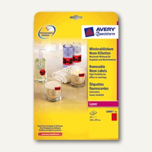Zweckform Neon-Etiketten, 210x297 mm, Rot, 25 St., L6005-25