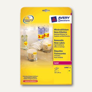 Zweckform Neon-Etiketten, 210x297 mm, gelb, 25 St., L6006-25