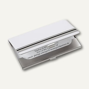 Sigel Visitenkarten-Etui pure, Black Strip, 91 x 56 mm, Aluminium, white, VZ165