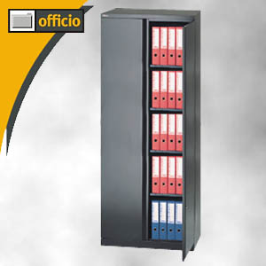 Bisley Office Flügeltürenschrank, 4 Böden, H1968 mm, schwarz, A782W2433-833