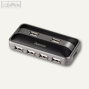 Hama USB Hub 7fach, USB 2.0, schwarz, 7fach, mit Netzteil, 78483