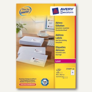 Zweckform Adress-Etiketten für DIN lang, 99.1x38.1 mm, 1400 St./Pack, L7163-100