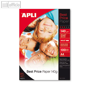 Apli Photopapier BEST PRICE, DIN A4, 140 g/qm², 100 Blatt, 11804
