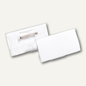 Durable Namensschild m. Plattennadel, 40x75mm Acryl transparent, 25 St., 8122-19