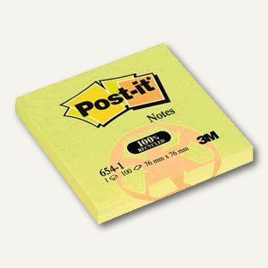 3M Post-it Haftnotizen, Recycling, 76x76 mm, Block à 100 Blatt, 6541GE