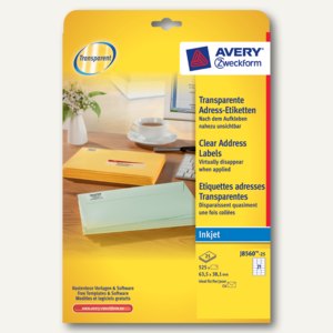 Zweckform Adressetikett Inkjet, 99, 1x38, 1mm, transparent, 350 Stück, J8563-25