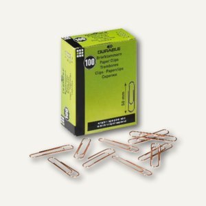 Durable Briefklammern, 50mm, verkupfert, Runde Form, 100 St., glatt, 122524