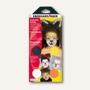 Eberhard Faber Schminkfarben-Set Tiere, 4 Farben + Zubehör, 579001