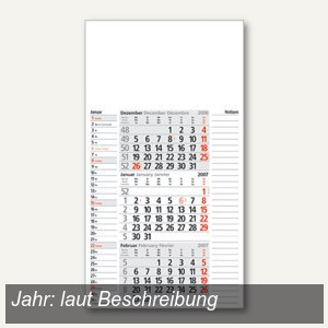 Güss 3-Monatskalender, 12 Monatsblätter, mit Datumsschieber, 5 St., 55950