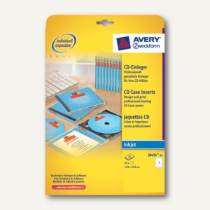 Zweckform Inkjet CD-Einleger 121x242 mm, beschichtet, weiß, 25 Stück, J8431-25
