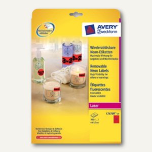 Zweckform Neon-Etiketten, rund Ø 63.5 mm, rot, 300 St., L7670R-25