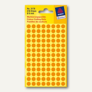 Zweckform  Markierungspunkte 3178 rund Ø 8 mm leuchtorange 416er Pack