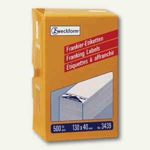 Zweckform Frankieretiketten f. Frankiermaschinen, 130x40mm, 500 St./Pack, 3439