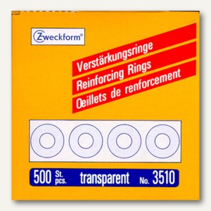 Zweckform Verstärkungs-Ringe Ø 13 mm transparent 3510, 500 Stück