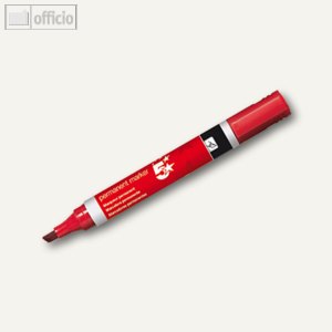 5* Permanent Marker, 1-4 mm Strichbreite, Keilspitze, rot