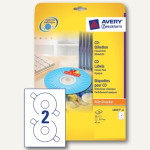 Zweckform Inkjet/Laser/Kopier/Farblaser-CD-Etiketten, weiß, 50 St., L6043-25