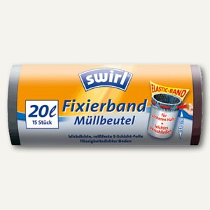 Swirl Müllbeutel 20l mit Fixierband, 15 Stück, 4006508174201