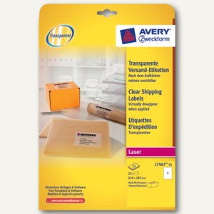 Zweckform Adress-Etiketten zum Ausschneiden, 210x297mm, 25 St./Pack, L7567-25
