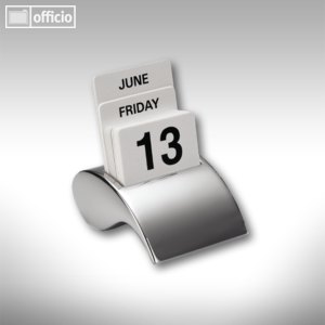 Clip Dauerkalender, mit Einlegekarten für Datum, 40 x 50 x 60 mm, verchromt