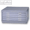 Zeichenschrank 463 DIN A0, mit Deckel und Sockel, 5 Sch&uuml;be, lichtgrau, 463-845