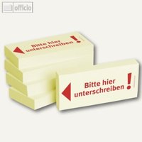 Haftnotizen bedruckt: Bitte hier unterschreiben!