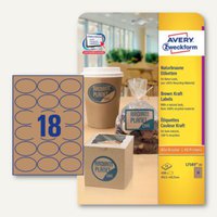 Umweltftreund. Etiketten oval 63.5 x 42.3 mm permanent Recycling-Papier braun 450 St.