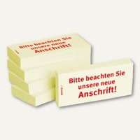 Haftnotizen bedruckt: Beachten Sie unsere neue Anschrift!