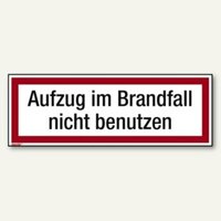 Hinweisschild Aufzug im Brandfall..