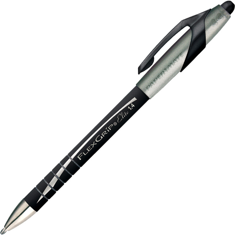 Paquet De 4 Stylos Bille Papermate Flexigrip Elite - Pointe 1,4mm, Couleurs Vives, Grip Caoutchouté