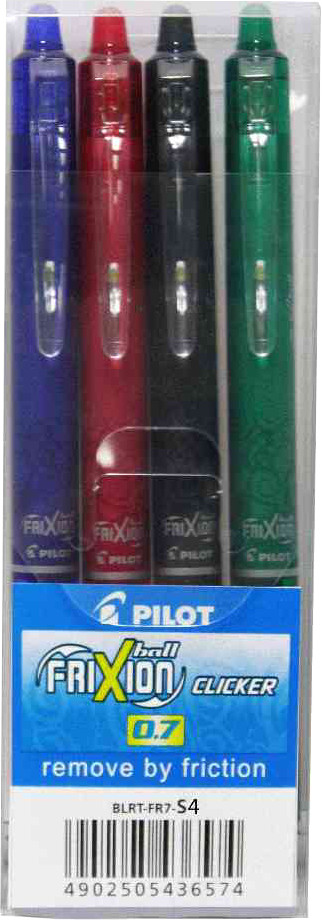 Stylo Roller Pilot Frixion Ball Clicker 0.4mm - Encre Effaçable Bleu/Noir - Rechargeable