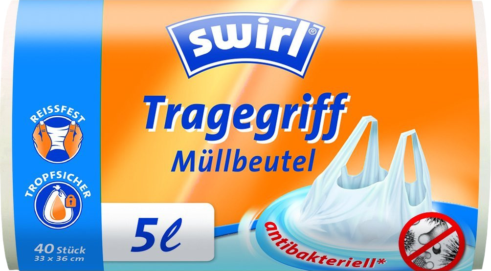 40 stk./ Rolle Swirl Tragegriff Müllbeutel 5L 