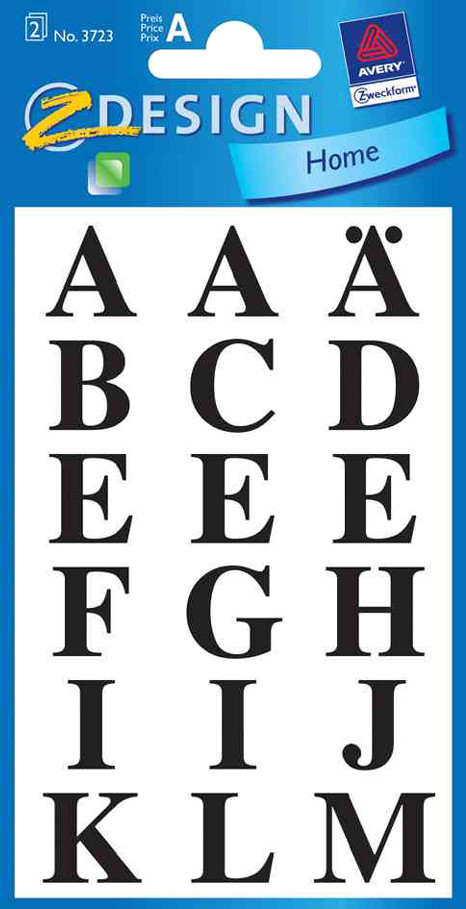 Avery Zweckform Etiketten Aufkleber Sticker Buchstaben schwarz A-Z 36 Stück Avery Zweckform Etiketten Aufkleber Sticker Buchstaben schwarz A-Z 36 Stück