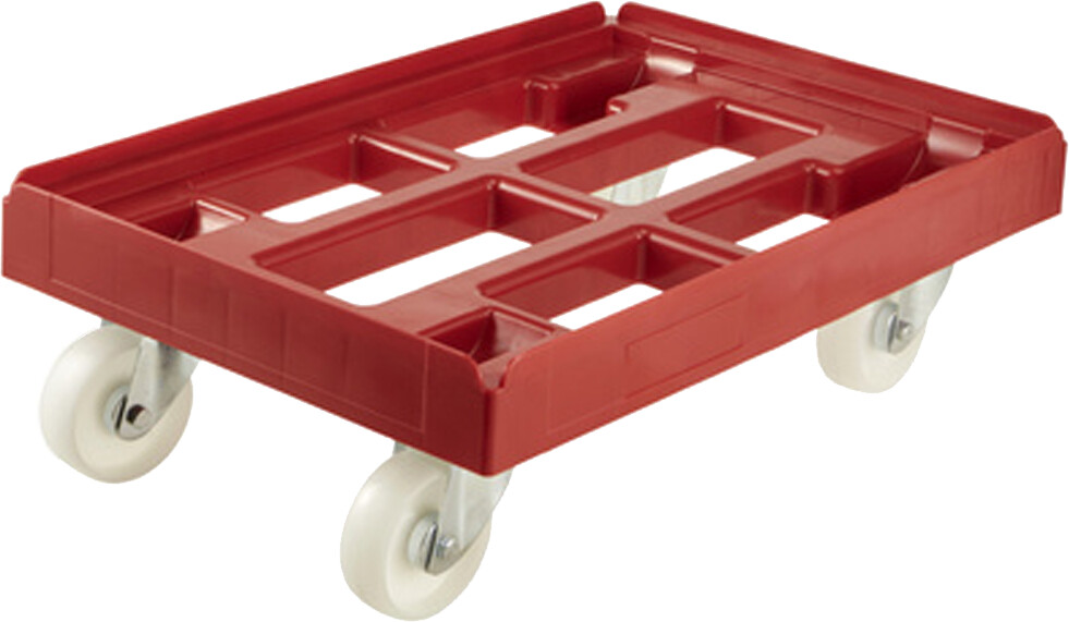 Chariot De Transport Rouge Pour Bac Euro 60x40 Cm - 4 Roues Caoutchouc, Charge 250 Kg, Fabriqué En Allemagne