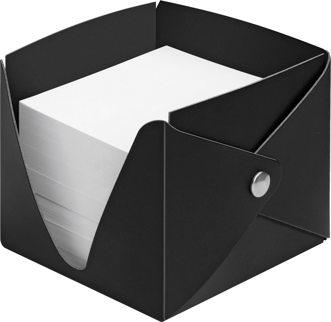 FVLFIL Zettelbox In Schwarz Mit 700 Notizzetteln - Lederoptik Für Den Schreibtisch