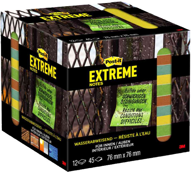 Postit Haftnotizen Extreme Notes, 76 x 76 mm, EXT33M12FRGE