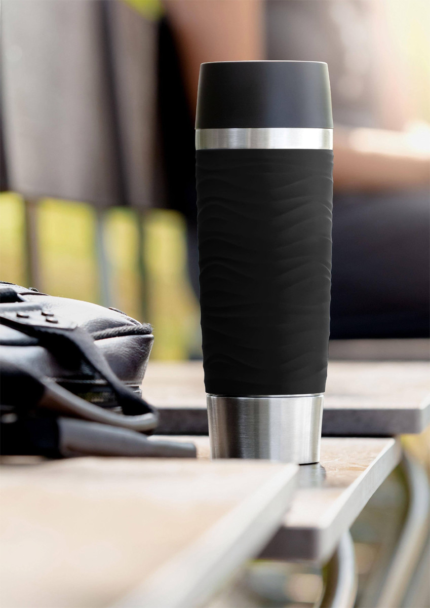 Emsa Isolierbecher TRAVEL MUG Wave GRANDE, 0.5 I, 24 mm, schwarz