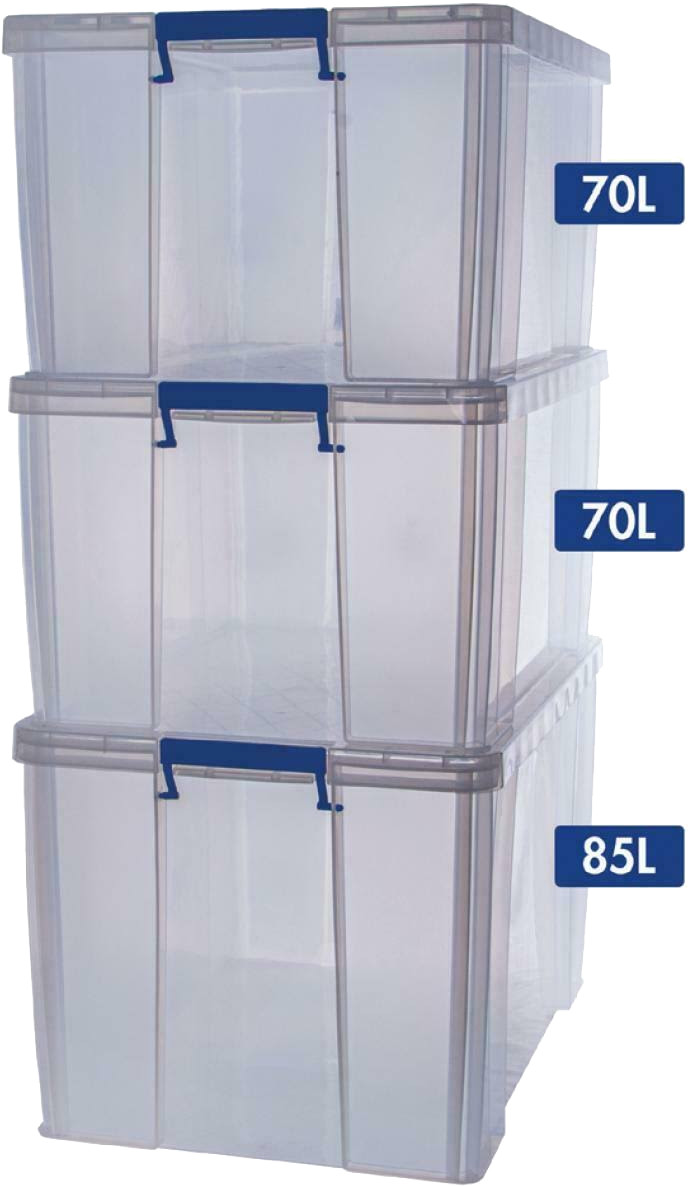 Fellowes Aufbewahrungsbox Set, 2x 70l / 1x 85 l, lebensmittelecht,  transparent, 7731301