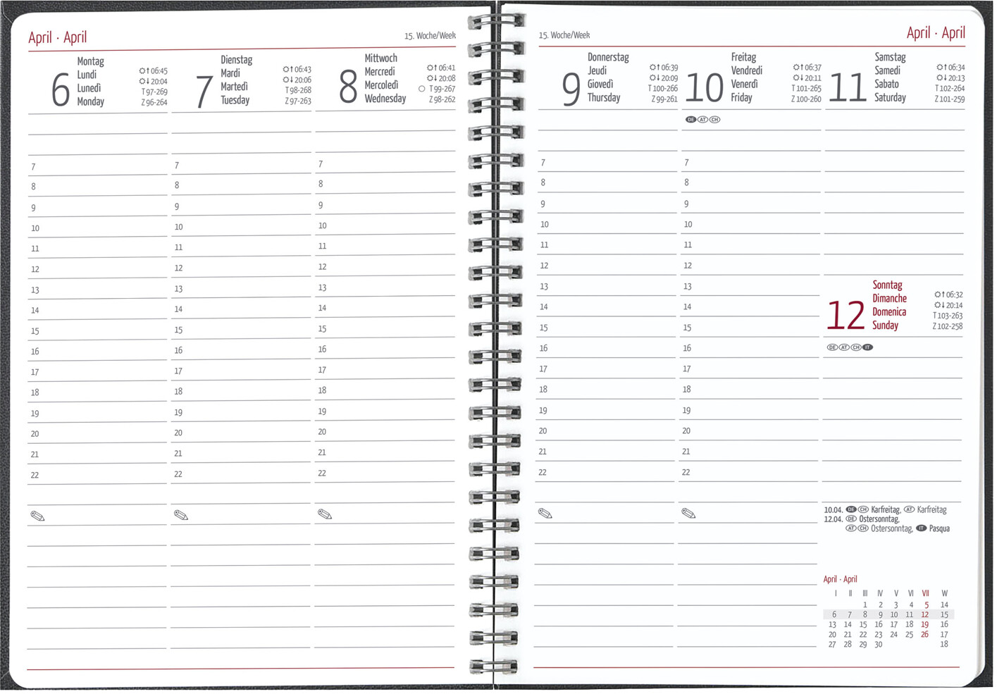 officio Wochenkalender Spiralbindung, ca. DIN A5, weiss