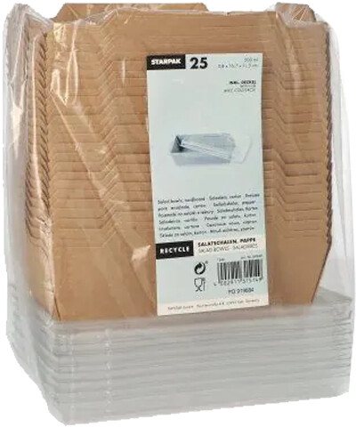 Papstar Salatschalen Aus Pappe – 15 Cm, 500 Ml Fassungsvermögen, 50 Stück, Braun, Biologisch Abbaubar