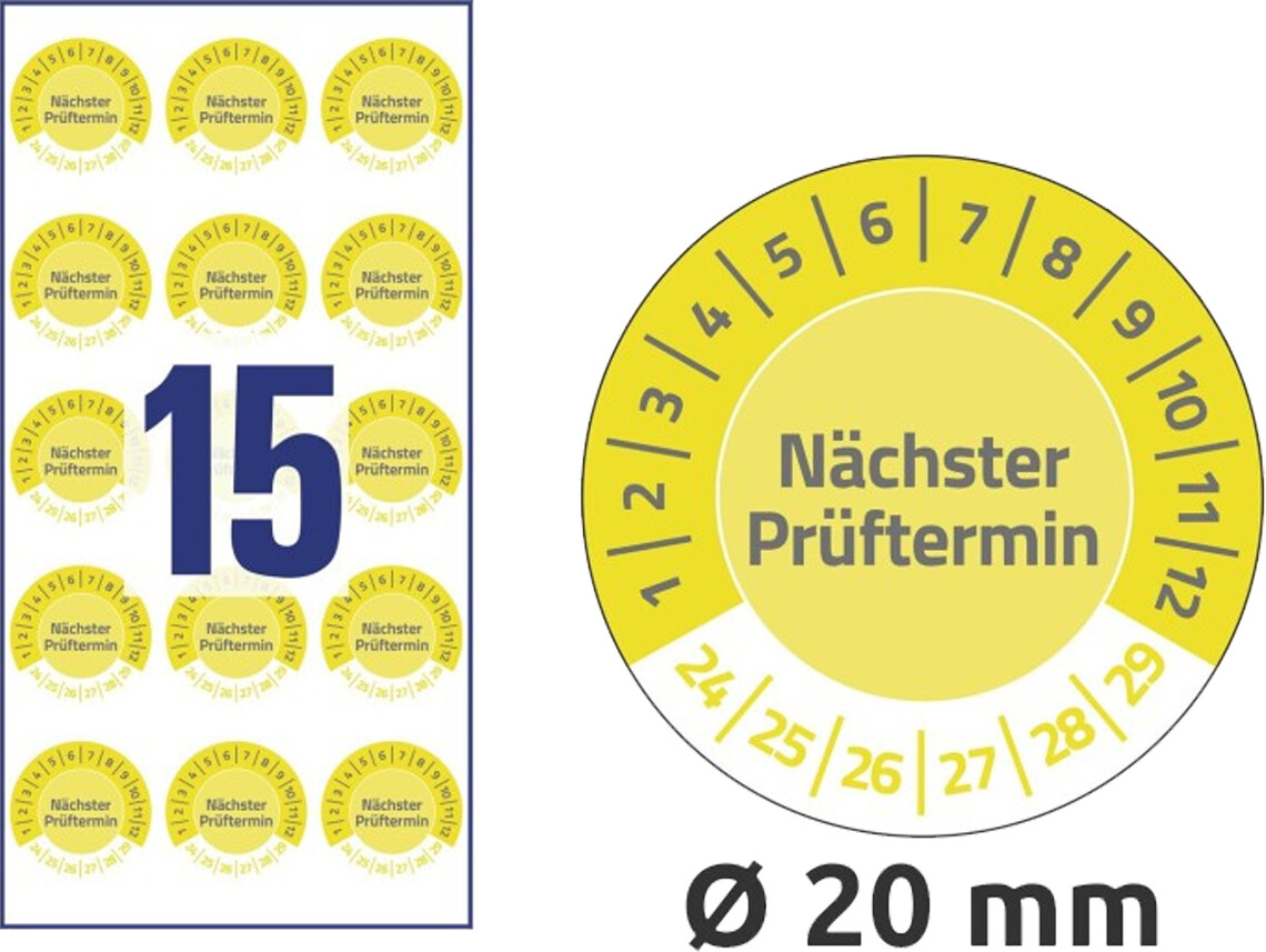 200 Prüfplaketten Für Elektrotechnik – Nächster Prüftermin 2025–2030, 30 Mm, Selbstklebend, Wetterfest