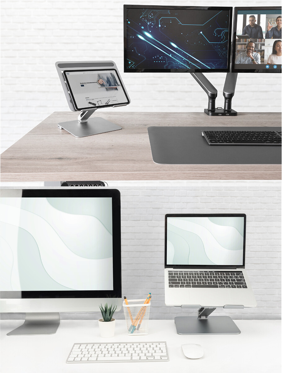 DIGITUS Notebook-Ständer mit USB-C Docking Station, 6-Port, neigbar ...