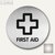 Durable Edelstahl-Piktogramm 'First Aid', Ø 83 mm, 2 Stück, 4922-65