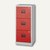 Büroschubladenschrank, 3 HR-Schübe, H1015xB413xT400 mm, grau/rot