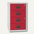Büroschubladenschrank, 4 Materialschübe, H672xB413xT400mm, grau/rot