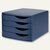 Schubladenbox Re-Solution, DIN A4, 4 Laden H 216 x B 300 x T375 mm, PS, blau
