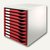Schubladenbox Formular-Set, DIN A4, 10 Schübe, 29x35x29 cm, PS, lichtgrau/rot