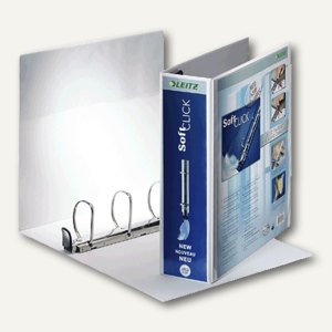 LEITZ Ringbuch Soft-Click A4, 4- Ringe-Ø 60mm, 2 Außentaschen, weiß, 4205-00-01