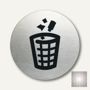 Edelstahl-Piktogramm Mülleimer