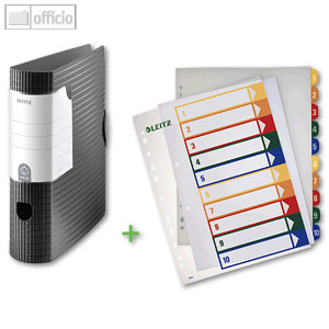 Leitz Set 1 Ordner Active Pro 85mm breit schwarz 1021 u. 1 PC-Register 1291