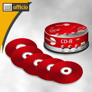 Primeon CD-Rohlinge Lightscribe rot V1.02 - 25 Stück auf Spindel - 01-100-032